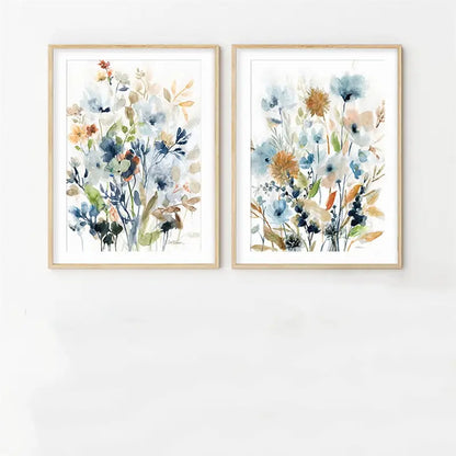 Botanical Flower and Leaf Canvas Art