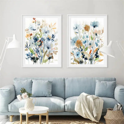 Botanical Flower and Leaf Canvas Art