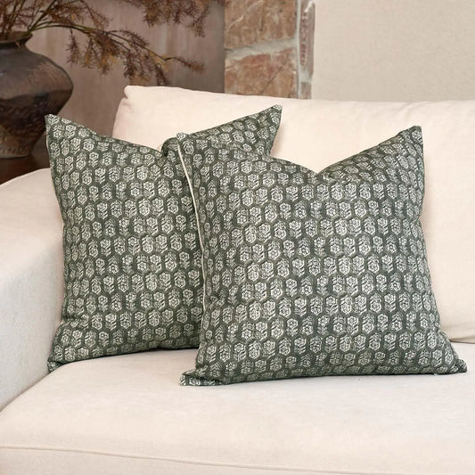 Mineral Green Floral Pillow Covers