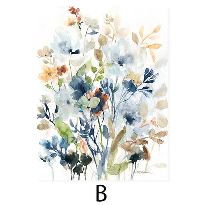 Botanical Flower and Leaf Canvas Art