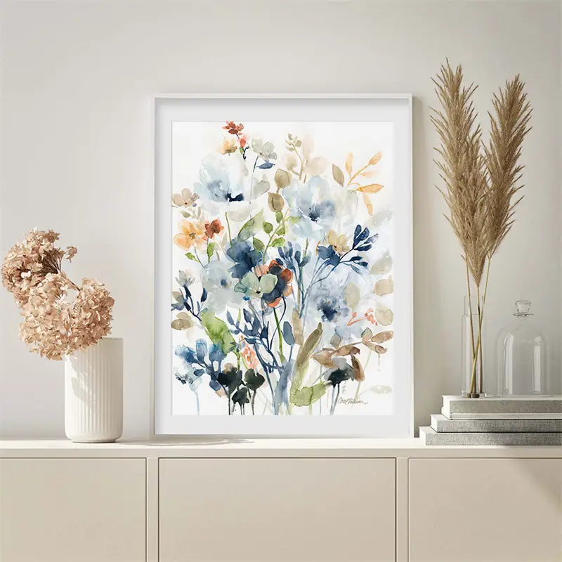 Botanical Flower and Leaf Canvas Art