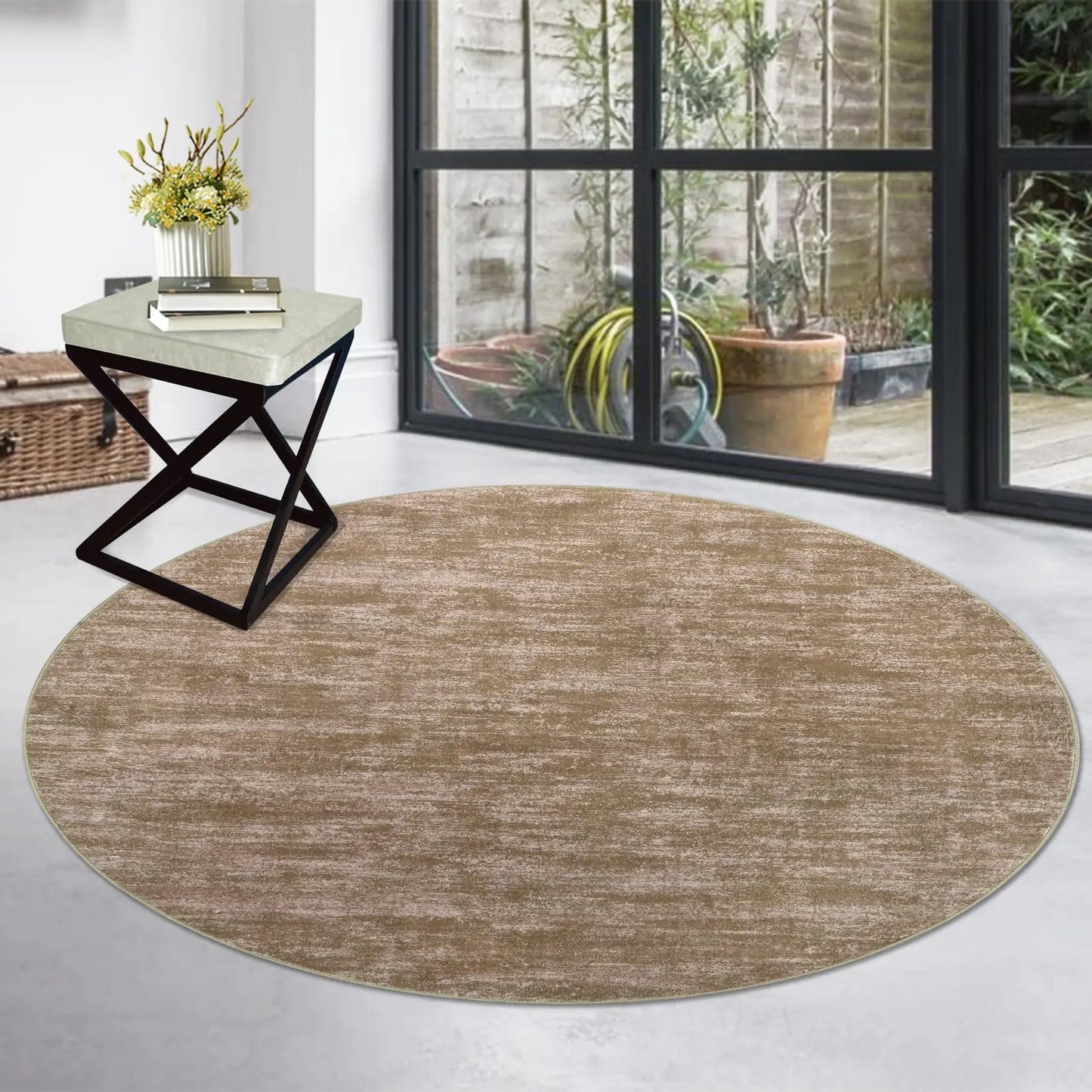 Taupe Non-Slip Circle Rug