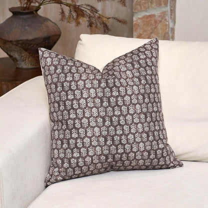 Dark Brown Floral Pillow Covers